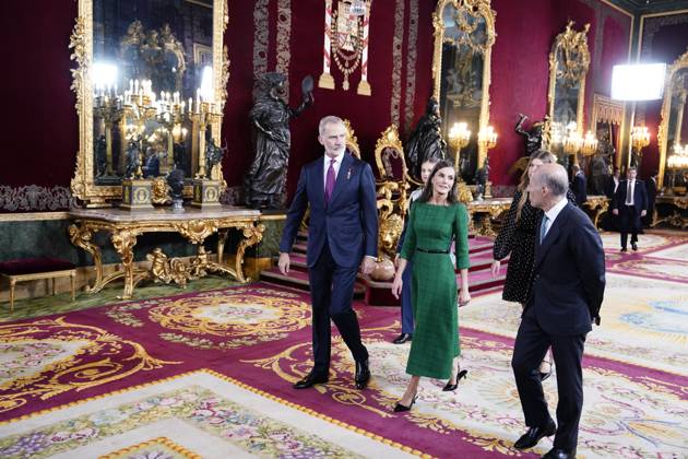 The King and Queen, the Princess of Asturias and the Infanta Sofia preside over a reception at the Royal Palace for the National Holiday King Felipe and Queen Letizia during the reception on the occasion of the National Holiday, at the Royal Palace, on October 12, 2025, in Madrid Spain The event is presided over by the King and Queen, the Princess of Asturias and the Infanta Sofia after the solemn act of homage to the National Flag and the military parade that has been held in the Plaza de Cánovas del Castillo The commemoration of the National Holiday aims to solemnly remember moments of collective history that are part of the common historical, cultural and social heritage, assumed as such by the vast majority of citizens 12 OCTOBER 2025  Copyright: xA.xPÃ rezxMecax 7022977