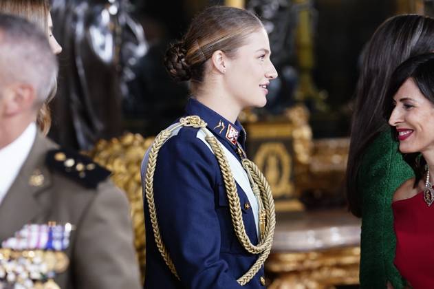 The King and Queen, the Princess of Asturias and the Infanta Sofia preside over a reception at the Royal Palace for the National Holiday Princess Leonor during the reception on the occasion of the National Holiday, at the Royal Palace, on October 12, 2025, in Madrid Spain The event is presided over by the King and Queen, the Princess of Asturias and the Infanta Sofia after the solemn act of homage to the National Flag and the military parade held in the Plaza de Cánovas del Castillo The commemoration of the National Holiday aims to solemnly recall moments of collective history that are part of the common historical, cultural and social heritage, assumed as such by the vast majority of citizens 12 OCTOBER 2025 RECEPTION ROYAL PALACE DAY OF  Copyright: xA.xPÃ rezxMecax 7023081