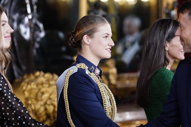 The King and Queen, the Princess of Asturias and the Infanta Sofia preside over a reception at the Royal Palace for the National Holiday Princess Leonor during the reception on the occasion of the National Holiday, at the Royal Palace, on October 12, 2025, in Madrid Spain The event is presided over by the King and Queen, the Princess of Asturias and the Infanta Sofia after the solemn act of homage to the National Flag and the military parade held in the Plaza de Cánovas del Castillo The commemoration of the National Holiday aims to solemnly recall moments of collective history that are part of the common historical, cultural and social heritage, assumed as such by the vast majority of citizens 12 OCTOBER 2025 RECEPTION ROYAL PALACE DAY OF  Copyright: xA.xPÃ rezxMecax 7023082