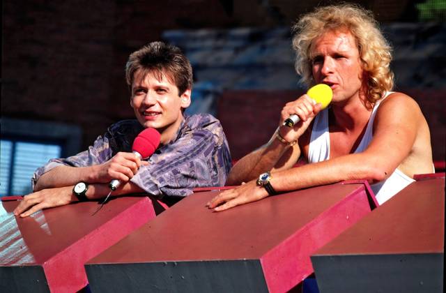 ARCHIVE Günther Jauch Presenter Günther Jauch hosts the ZDF live program from the International Radio Exhibition Zwei im Zweiten in Berlin with Thomas Gottschalk, 08 1989 ARCHIVE RECORD, date estimated 20251028JWM0051