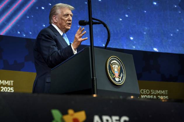October 29, 2025, Gyeongju, South Korea: U.S. President Donald Trump, delivers remarks at the Asia-Pacific Economic Cooperation CEO Summit luncheon at the Gyeongju Arts Center, October 29, 2025 in Gyeongju, South Korea. Gyeongju South Korea - ZUMAp138 20251029_zaa_p138_021 Copyright: xDanielxTorok WhitexHousex