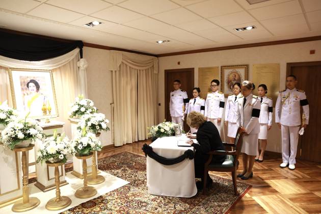 Spanish Emeritus Queen Sofia of Greece during book of condolence event to Tailandia Queen Sirikit in Madrid on Thursday, 30 October 2025. Cordon Press CasaxdexS.M.xElxReyx xJosexJimenez