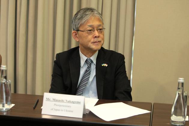 Ambassador Extraordinary and Plenipotentiary of Japan to Ukraine Masashi Nakagome attends a conference marking the handover of water purification equipment from Japanese company Waqua Inc. to the Kyiv Regional Mental Health Center, Kyiv, Ukraine, on October 29, 2025 (Photo by Hennadii Minchenko Ukrinform) Japan donates water purification equipment to medical center in Kyiv region Copyright: xHennadiixMinchenkox