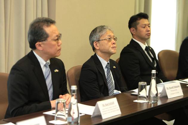 Ambassador Extraordinary and Plenipotentiary of Japan to Ukraine Masashi Nakagome (L) attends a conference marking the handover of water purification equipment from Japanese company Waqua Inc. to the Kyiv Regional Mental Health Center, Kyiv, Ukraine, on October 29, 2025 (Photo by Hennadii Minchenko Ukrinform) Japan donates water purification equipment to medical center in Kyiv region Copyright: xHennadiixMinchenkox