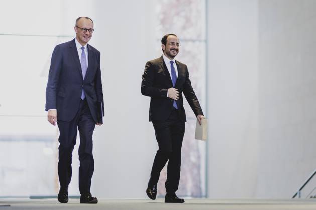 L R Friedrich Merz CDU , Federal Chancellor, and Nikos Christodoulides, President of Cyprus, pictured during a press conference in Berlin, 14 11 2025 Berlin Germany Copyright: xFlorianxGaertnerx