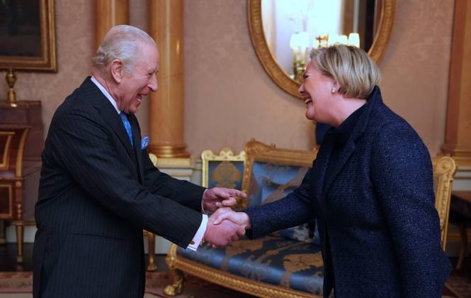 Audience at Buckingham Palace King Charles III during an audience with the President of Iceland Halla Tomasdottir, at Buckingham Palace, London. Picture date: Thursday November 20, 2025., Credit:Jonathan Brady Avalon UK, London Copyright: xJonathanxBradyx xAvalonx 1053581079