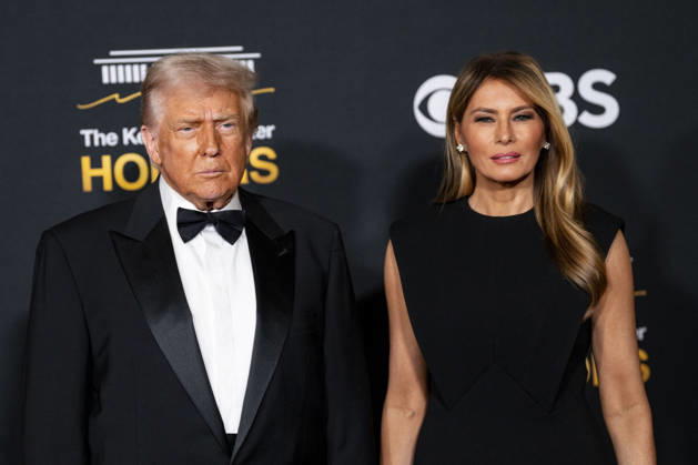 President Donald Trump and First Lady Melania Trump arrive on the red carpet for the 48th annual Kennedy Center Honors at the Kennedy Center in Washington DC on Sunday, December 7, 2025. President Donald Trump will host this year s event, which honors songwriter George Strait, actors Michael Crawford and Sylvester Stallone, singer Gloria Gaynor, and the rock band Kiss.  WAP20251207503 BONNIExCASH