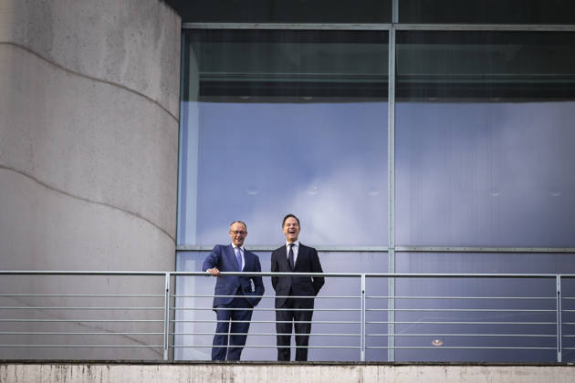 L R Friedrich Merz CDU , Federal Chancellor, and Mark Rutte, Secretary General of NATO during a meeting on the balcony of the Federal Chancellery in Berlin, 11 12 2025 Berlin Germany Copyright: xAmreixSchulzx