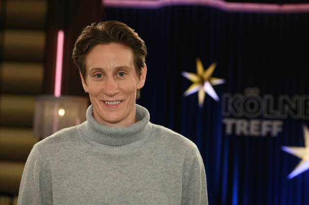 National soccer goalkeeper Ann Katrin Berger as a guest on the WDR talk show Kölner Treff