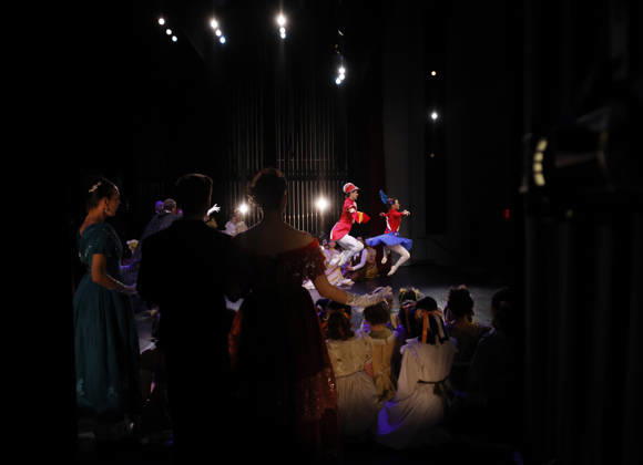 Dancers wait in the wings before taking the stage at the Joffrey Ballet School performance of The Nutcracker at the LaGuardia Performing Arts Center on Sunday, December 14, 2025 in New York City.  NYP20251214102 JohnxAngelillo