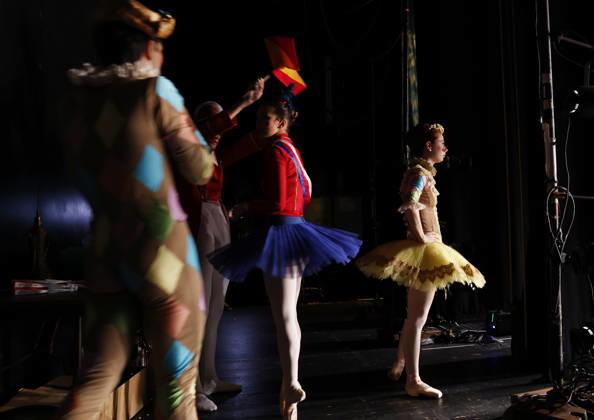 Dancer wait in the wings before taking the stage at the Joffrey Ballet School performance of The Nutcracker at the LaGuardia Performing Arts Center on Sunday, December 14, 2025 in New York City.  NYP20251214103 JohnxAngelillo