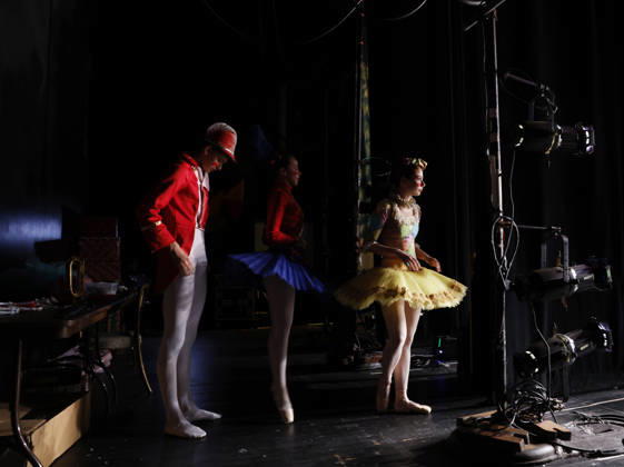 Dancer wait in the wings before taking the stage at the Joffrey Ballet School performance of The Nutcracker at the LaGuardia Performing Arts Center on Sunday, December 14, 2025 in New York City.  NYP20251214104 JohnxAngelillo