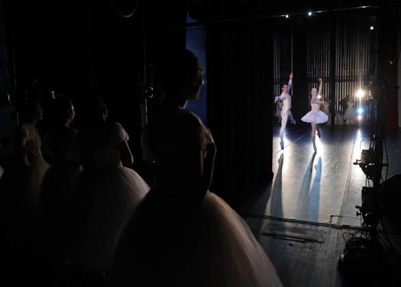 Dancer wait in the wings before taking the stage at the Joffrey Ballet School performance of The Nutcracker at the LaGuardia Performing Arts Center on Sunday, December 14, 2025 in New York City.  NYP20251214107 JohnxAngelillo