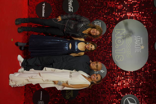 Singer Rosana, Leila Cobo, Billboard CEO Mike Van and Sandra García-Sanjuan attend the Billboard No. 1s photocall at Ifema on December 15, 2025 in Madrid, Spain.( ALTERPHOTOS S.Villarroel) (00947)