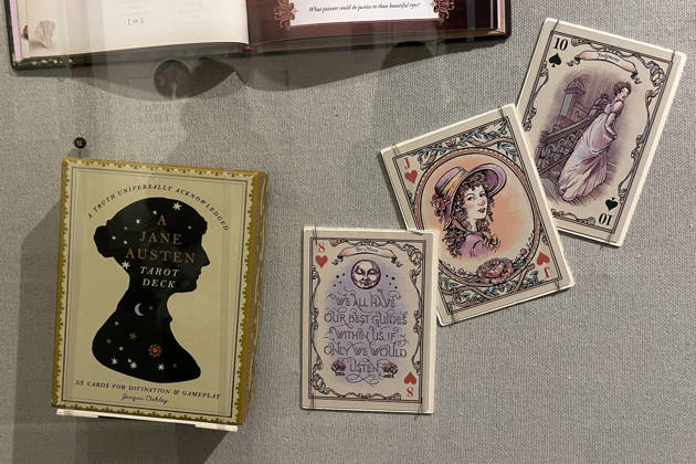 Photograph showing Tarot cards with quotes from British writer Jane Austen at the exhibition ‘Paper Jane: 250 Years of Austen’ in New York, USA, 16 December 2025 . Despite her short life, Austen (1775-1817) left behind an enduring legacy that the Grolier Club, a society of bibliophiles in New York, will explore in detail until February. New York displays a love letter to Jane Austen and her 250-year legacy !ACHTUNG: NUR REDAKTIONELLE NUTZUNG!  Copyright: xAliciaxSánchezx USA7241 20251216-55018850058_1