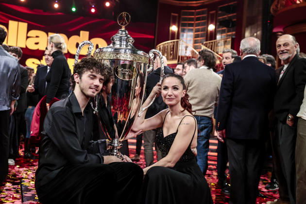 December 21, 2025, Rome, Rome, Italy: Dancing with the Stars television show, the finale. Pictured is Andrea Delogu and Nikita Perotti, the winners. Rome, Italy 20 December 2025 Rome Italy  - ZUMAa289 20251221_zia_a289_018 Copyright: xCristianoxMinichiellox