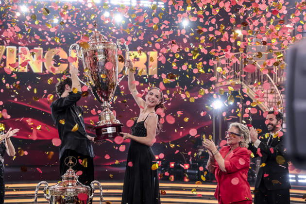 December 21, 2025, Rome, Rome, Italy: Dancing with the Stars television show, the finale. Pictured is Andrea Delogu and Nikita Perotti, the winners. Rome, Italy 20 December 2025 Rome Italy  - ZUMAa289 20251221_zia_a289_048 Copyright: xCristianoxMinichiellox