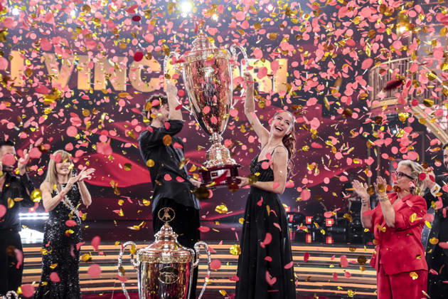 December 21, 2025, Rome, Rome, Italy: Dancing with the Stars television show, the finale. Pictured is Andrea Delogu and Nikita Perotti, the winners. Rome, Italy 20 December 2025 Rome Italy  - ZUMAa289 20251221_zia_a289_049 Copyright: xCristianoxMinichiellox