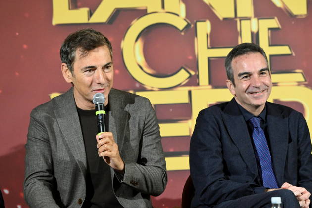 December 30, 2025, Catanzaro, Catanzaro, Italy: Press conference for the presentation of the RAI New Year s Eve program L anno che verro at the S. Giovanni Complex, Catanzaro. Pictured is Marco Liorni (L), host; Roberto Occhiuto (R), President of the Calabria Region. Catanzaro, Italy 30 December 2025 Catanzaro Italy  - ZUMAa289 20251230_zia_a289_046 Copyright: xValeriaxFerrarox