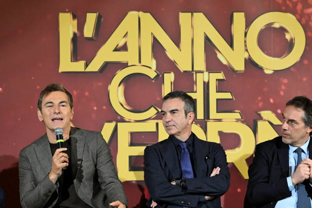 December 30, 2025, Catanzaro, Catanzaro, Italy: Press conference for the presentation of RAI s New Year s Eve program, L anno che verro , at the S. Giovanni Complex, Catanzaro. Pictured: From left: Marco Liorni, host; Roberto Occhiuto, President of the Calabria Region; Nicola Fiorita, Mayor of Catanzaro; Sergio Santo, CEO of RAI COM Catanzaro, Italy 30 December 2025 Catanzaro Italy  - ZUMAa289 20251230_zia_a289_056 Copyright: xValeriaxFerrarox