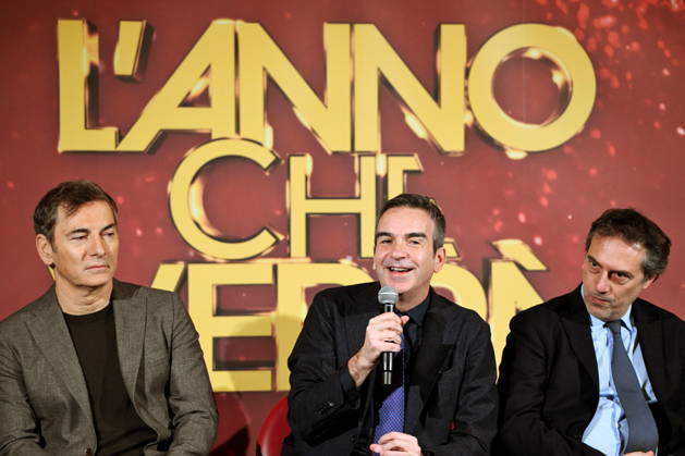 December 30, 2025, Catanzaro, Catanzaro, Italy: Press conference for the presentation of RAI s New Year s Eve program, L anno che verro , at the S. Giovanni Complex, Catanzaro. Pictured: From left: Marco Liorni, host; Roberto Occhiuto, President of the Calabria Region; Nicola Fiorita, Mayor of Catanzaro. Catanzaro, Italy 30 December 2025 Catanzaro Italy  - ZUMAa289 20251230_zia_a289_066 Copyright: xValeriaxFerrarox