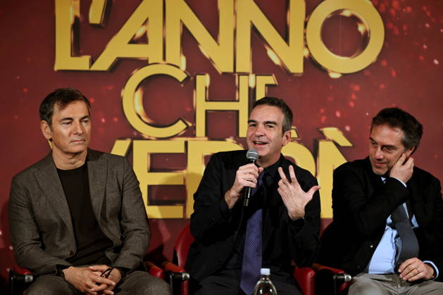 December 30, 2025, Catanzaro, Catanzaro, Italy: Press conference for the presentation of RAI s New Year s Eve program, L anno che verro , at the S. Giovanni Complex, Catanzaro. Pictured: From left: Marco Liorni, host; Roberto Occhiuto, President of the Calabria Region; Nicola Fiorita, Mayor of Catanzaro. Catanzaro, Italy 30 December 2025 Catanzaro Italy  - ZUMAa289 20251230_zia_a289_080 Copyright: xValeriaxFerrarox