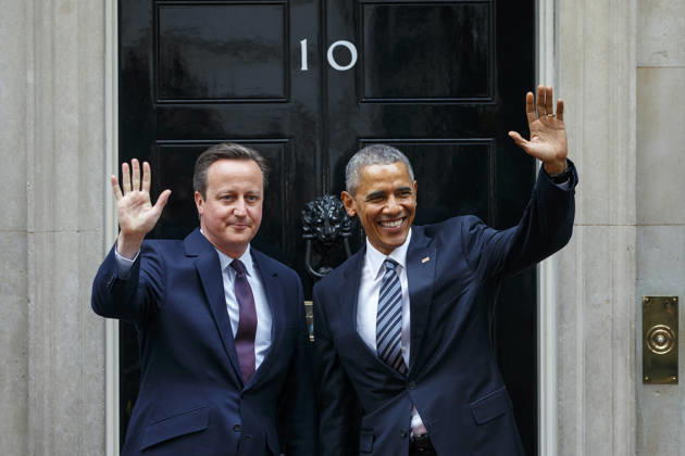 U.S. President Obama - Britain s PM Cameron LONDON, UNITED KINGDOM - APRIL 22: The President of the United States Barack Obama (R) greeted by British Prime Minister David Cameron (L) prior to their meeting in Downing Street in London, England on April 22, 2016. Ingiltere World. Editorial use only. Please get in touch for any other usage.  Copyright: x2025xAnadoluxTolgaxAkmenx