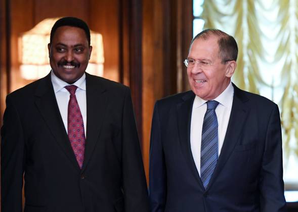Russian Foreign Minister Sergei Lavrov meets with his Ethiopian counterpart Workneh Gebeyehu 3140723 26.06.2017 Russian Foreign Minister Sergei Lavrov and his Ethiopian counterpart Workneh Gebeyehu, left, during a meeting in the Reception House of the Russian Foreign Ministry. Sergey Pyatakov Sputnik Moscow Russia  Copyright: xSergeyxPyatakovx