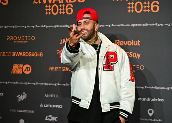 January 10, 2026, Madrid, Madrid, SPAIN: Content creators and guests pose on the black carpet during the third edition of the Army Awards, held on Saturday, January 10, at the Madrid Arena in Madrid. Known as the Ã¢â‚¬oeinternet anti-awards,Ã¢â‚¬Â the ceremony honors the most viral moments, trends, and personalities from social media over the past year in a script-free gala hosted by Ceciarmy and Santiago Segura. In the image Doble Nicky Jam Madrid SPAIN - ZUMAz108 20260110_znp_z108_194 Copyright: xRichardxZubelzux