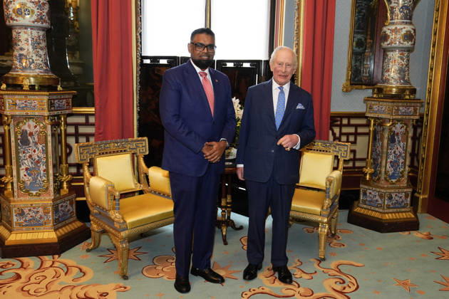 Audience at Buckingham Palace King Charles III during an audience with President of Guyana Dr Mohamed Irfaan Ali at Buckingham Palace in London. Picture date: Tuesday January 27, 2026., Credit:Aaron Chown Avalon UK, London Copyright: xAaronxChownx xAvalonx 1069804175