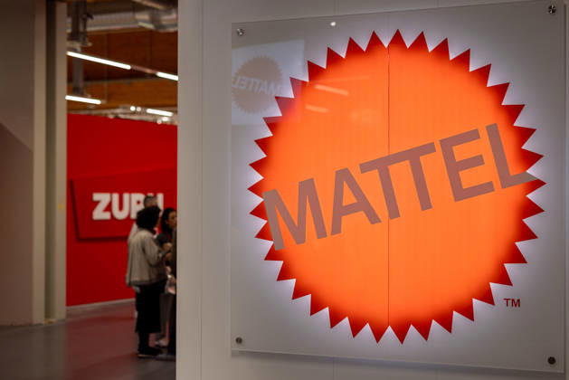 Opening day of the 75th International Toy Fair, Nuremberg, 27 01 2026 Illuminated logo of the US toy manufacturer Mattel at the exhibition stand at the International Toy Fair 2026 in Nuremberg Mattel is one of the leading suppliers of brands such as Barbie, Hot Wheels, Fisher Price, Uno, Matchbox and Monster High Nuremberg Exhibition Center Bavaria Germany 20260127-286A7752-M4000
