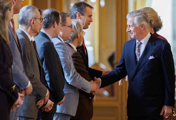 Prime Minister Bart De Wever and King Philippe - Filip of Belgium pictured prior to a New Year s reception organized by the Royal Family for the Belgian Authorities, at the Royal Palace in Brussels, Wednesday 28 January 2026. BENOITxDOPPAGNE 159262255