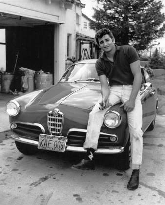 RECORD DATE NOT STATED Michael Landon with his 1955 Alfa Romeo Giulietta Sprint Circa 1956 Photo By Joe Shere EDITORIAL USE ONLY  Copyright: x