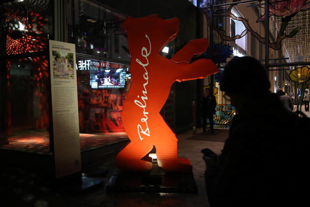 February 11, 2026, Berlin, Germany: A pedestrian walks past a large Berlinale symbol in front of the Berlinale Palast ahead of the 76th Berlin International Film Festival (Berlinale) in Berlin. The festival runs from Feb. 12 to 22, 2026. Berlin Germany - ZUMAf146 20260211_zip_f146_008 Copyright: xRouzbehxFouladix