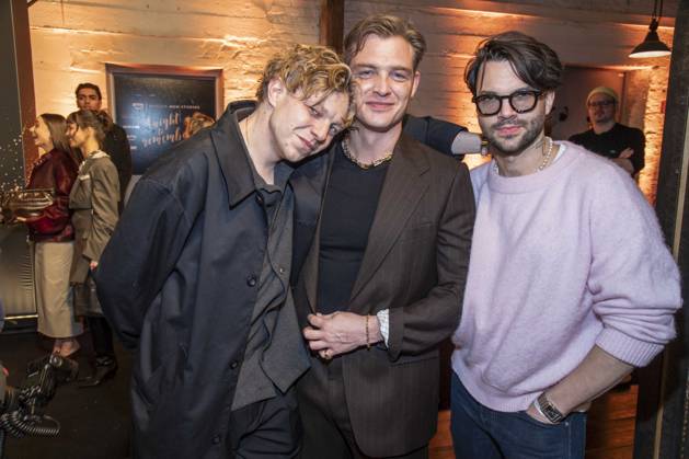Leonhard Kunz, David Schütter, and Jascha Caspar Bauer as guests on the black carpet at the premiere photocall A NIGHT TO REMEMBER by Prime Video and Amazon MGM Studios at the 76 Berlinale on Wednesday, February 11, 2026 at Von Greifswald in Berlin Berlin Germany