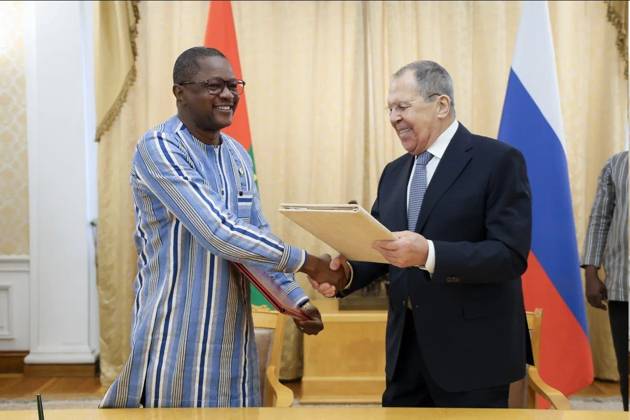 Russian Foreign Minister Sergey Lavrov meets with his Burkinabe counterpart, Karamoko Jean-Marie Traoré, in Moscow, Russian Foreign Minister Sergey Lavrov meets with his Burkinabe counterpart, Karamoko Jean-Marie Traoré, in Moscow, and emphasizes strengthening security and military cooperation and supporting stability in the Sahel region of Africa. In Moscow, Russia, February 12, 2026. Photo by Russian Foreign Ministry s official apaimages Russia Russia Russian Federation 120226_Russia_RPO_01(2) Copyright: xapaimagesxRussianxForeignxMinistry sxofficialx xapaimagesx