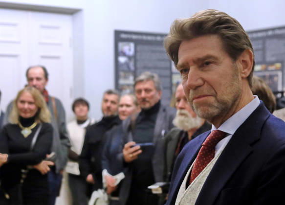 Ambassador Extraordinary and Plenipotentiary of Italy to Ukraine Carlo Formosa takes part in the presentation of The Taking of Christ painting during the exhibition project In the Light of Caravaggio. Rescue. Research. Restoration at the Metropolitan’s House of the Sophia of Kyiv National Reserve, Kyiv, Ukraine, February 12, 2026. The painting, associated with Italian master Michelangelo Merisi da Caravaggio, was stolen in 2008 from the Odesa Museum of Western and Eastern Art and recovered two years later in Berlin. (Photo by Volodymyr Tarasov Ukrinform) The Taking of Christ painting associated with Caravaggio on display at St Sophia of Kyiv Copyright: xTARASOVx