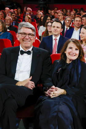 Wolfram Weimer with his wife Christiane Goetz Weimer, Kai Wegener, Katharina Günther Wünsch at the opening of the 75th Berlin International Film Festival in the Berlinale Palast at Potsdamer Platz