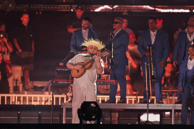Bad Bunny performs first Buenos Aires concert of world tour BUENOS AIRES, ARGENTINA - FEBRUARY 13: Puerto Rican singer Bad Bunny performs during the first of his three scheduled shows at Estadio Monumental in Buenos Aires, Argentina, as part of his Debi Tirar Mas Fotos world tour, in Buenos Aires, Argentina on February 13, 2026. The artist arrived in Argentina following a high-profile appearance at the Super Bowl, where he delivered strong criticism of US policies, and after winning a Grammy Award, becoming the first Spanish-language album to receive the Album of the Year honor. The concert drew tens of thousands of fans, marking one of the most anticipated musical events of the year in the Argentine capital. Luciano Gonzalez Anadolu Bu Copyright: x2026xAnadoluxLucianoxGonzalezx