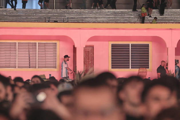 Bad Bunny performs first Buenos Aires concert of world tour BUENOS AIRES, ARGENTINA - FEBRUARY 13: Puerto Rican singer Bad Bunny performs during the first of his three scheduled shows at Estadio Monumental in Buenos Aires, Argentina, as part of his Debi Tirar Mas Fotos world tour, in Buenos Aires, Argentina on February 13, 2026. The artist arrived in Argentina following a high-profile appearance at the Super Bowl, where he delivered strong criticism of US policies, and after winning a Grammy Award, becoming the first Spanish-language album to receive the Album of the Year honor. The concert drew tens of thousands of fans, marking one of the most anticipated musical events of the year in the Argentine capital. Luciano Gonzalez Anadolu Bu Copyright: x2026xAnadoluxLucianoxGonzalezx