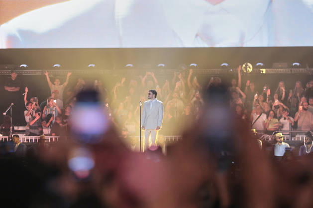 Bad Bunny performs first Buenos Aires concert of world tour BUENOS AIRES, ARGENTINA - FEBRUARY 13: Puerto Rican singer Bad Bunny performs during the first of his three scheduled shows at Estadio Monumental in Buenos Aires, Argentina, as part of his Debi Tirar Mas Fotos world tour, in Buenos Aires, Argentina on February 13, 2026. The artist arrived in Argentina following a high-profile appearance at the Super Bowl, where he delivered strong criticism of US policies, and after winning a Grammy Award, becoming the first Spanish-language album to receive the Album of the Year honor. The concert drew tens of thousands of fans, marking one of the most anticipated musical events of the year in the Argentine capital. Luciano Gonzalez Anadolu Bu Copyright: x2026xAnadoluxLucianoxGonzalezx