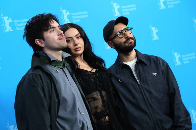 February 14, 2026, Berlin, Germany: British singer-songwriter and actress CHARLI XCX (C), Scottish Director Aidan Zamiri (L), and US producer David Hinojosa pose for photographers at the photo call for the film The Moment during the the 76th Berlin International Film Festival (Berlinale), which is Europe s first major film festival of the year, in Berlin. The festival runs from February 12 to 22, 2026. Berlin Germany  - ZUMAf146 20260214_zip_f146_086 Copyright: xRouzbehxFouladix