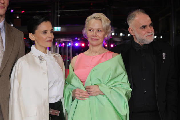February 14, 2026, Berlin, Germany: Elena Anaya, Pamela Anderson and Gilles Andrier attend the premiere of Rosebush Pruning during the 76th Berlinale International Film Festival at Berlinalepalast in Berlin, Germany, on 14 February 2026. Photo: Berlin Germany - ZUMAm179 20260214_zep_m179_010 Copyright: xAlecxMichaelx