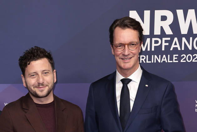 Felix Banaszak Die Gruenen and Hendrik Wuest CDU at the NRW reception on 15 02 2026 as part of the 76 Berlinale in Berlin NRW Berlinale reception in Berlin