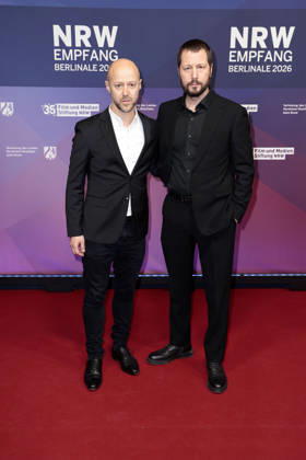 Fabian Gasmia and Mstyslav Tschernow at the NRW reception on 15 02 2026 as part of the 76 Berlinale in Berlin NRW Berlinale reception in Berlin