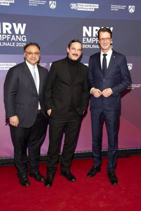 Walid Nakschbandi, Soenke Moehring and Hendrik Wuest as guests at the NRW reception at the 76 Berlinale 2026 at the Representation of the State of North Rhine-Westphalia to the Federal Government,on Sunday 15 02 2026 in Berlin Berlin Germany