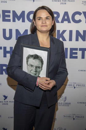 Swjatlana Heorhijeuna Zichanouskaja Tsikhanouskaya Belarusian non-partisan civil rights activist as guest at the Cinema For Peace Gala 2026 at Hotel Adlon Kempinski on 16 02 2026 in Berlin Berlin Germany