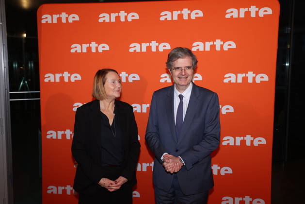 Heike Hempel and Francois Delattre at the ARTE reception as part of the Berlinale 2026 at the Akademie der Künste on Pariser Platz Berlin, 16 02 2026 Copyright: xRenexduxVinagex
