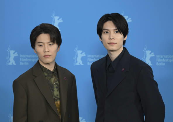 76th Berlin International Film Festival BERLIN, GERMANY - FEBRUARY 18: Actors Miyu Irino (L) and Riku Hagiwara (R) of A New Dawn pose for photographers during the 76th Berlinale in Berlin, Germany, on February 18, 2026. Halil Sagirkaya Anadolu Berlin Germany. Editorial use only. Please get in touch for any other usage.  Copyright: x2026xAnadoluxHalilxSagirkayax