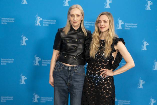 abb Mona Fastvold and Amanda Michelle Seyfried US actress and singer at the photocall for the movie Teh Testament of Ann Lee at the Berlinale 2026 76 Berlin International Film Festival at the Hotel Grand Hyatt in Berlin on February 19, 2026 Berlin Germany